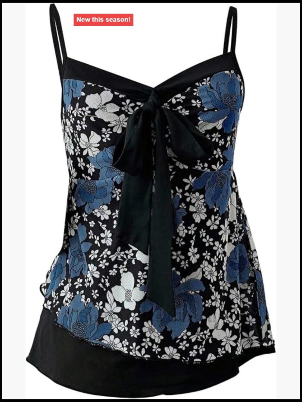 Layered Floral Tie Front Cami Top Spaghetti Strap